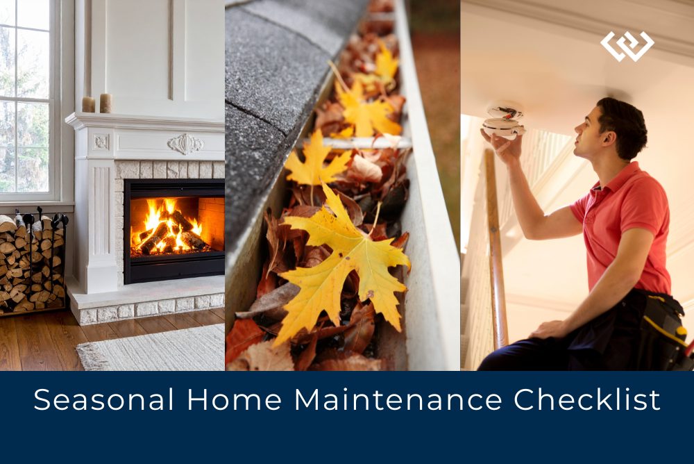 Home maintenance, Fireplace, leaves in gutter, smoke dector
